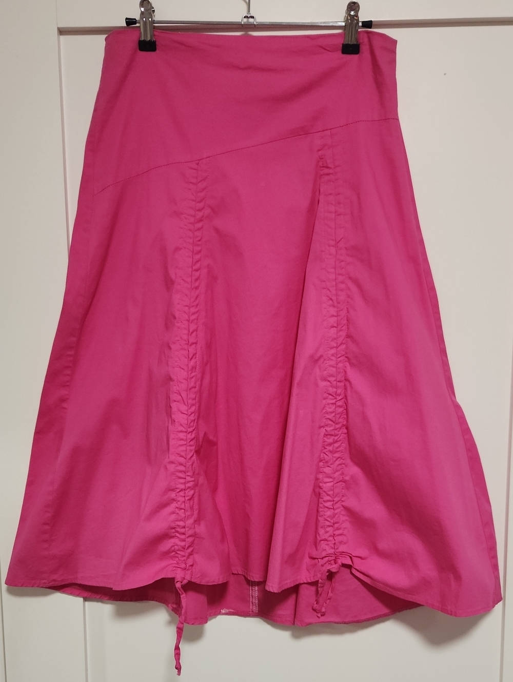 Bright Pink Y2K Drawstring Panel Skirt